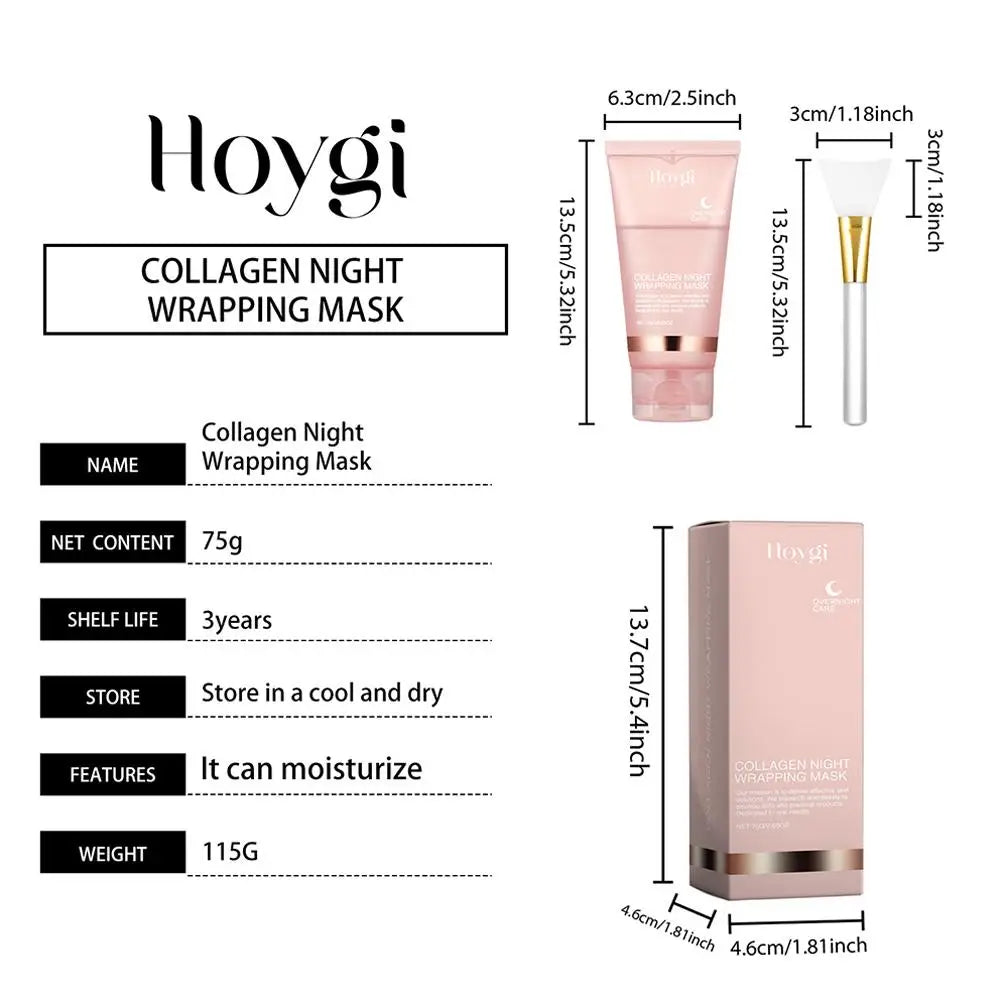 75G Collagen Overnight Wrapping Peel Off Facial Mask Korean Collagen Night Wrapping Mask Deeply Hydrates Night Care Mask Cream