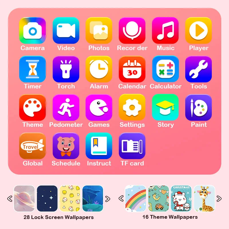 2.8 Inch Kids Smart Phone Touchscreen Dual Camera HD Photo Video Music Player Toys For Kids Unicorns Christmas Birthday Gift