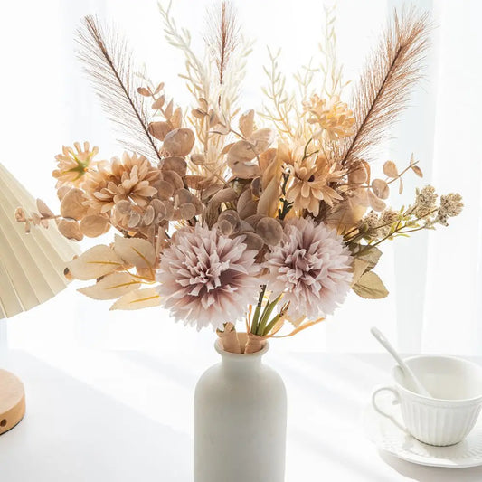 1/3pcs Artificial Flowers Silk Reed Chrysanthemum Wedding Bridal Bouquet Diy Gift Home Vase Courtyard Festival Garden Arch Decor