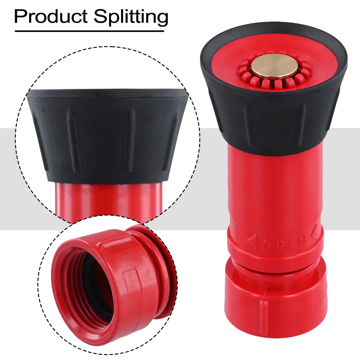 1pcs Fire Hose Nozzle Inch Heavy Duty Nozzle High Pressure Pump Sprinkler Multifunction Irrigation Sprayer Garden Supplies