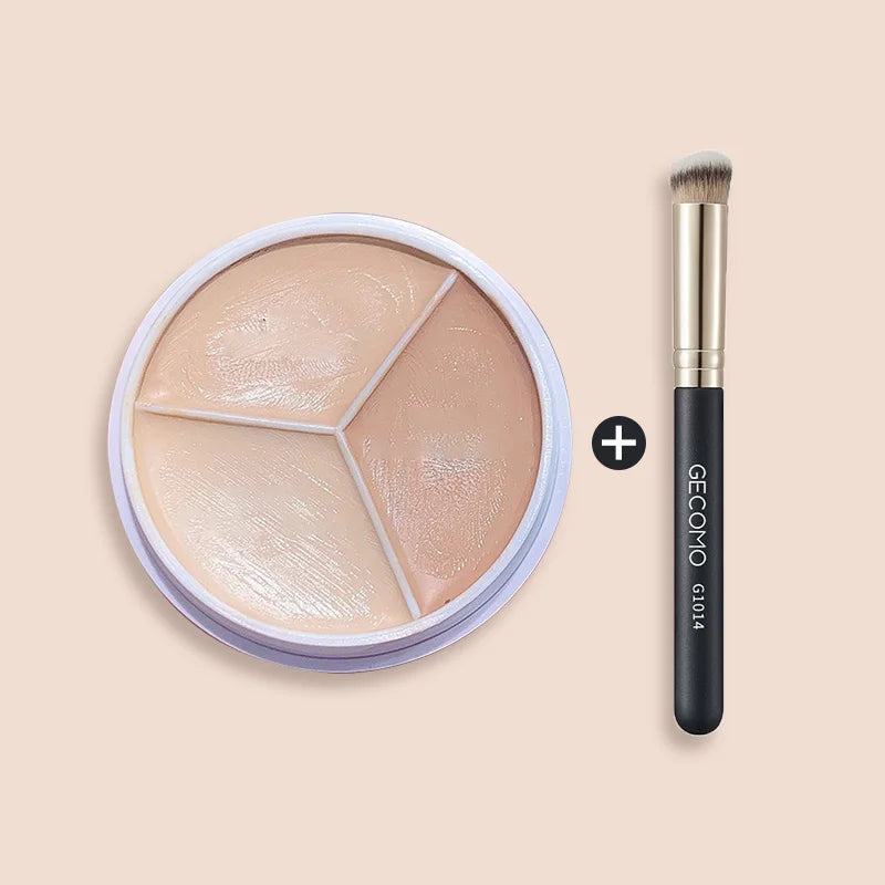 MAFFICK 3-Color Concealer: Perfect for Dry and Oily Skin with a Hydrating, Long-Lasting Formula, Includes a Free Concealer Brush