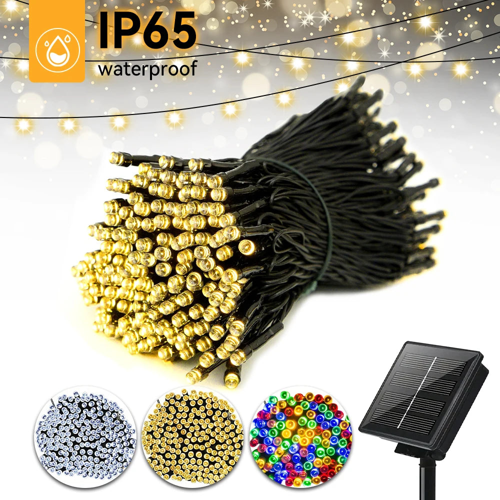 39ft LED Solar Light 100 Lights Outdoor Waterproof Fairy Garland Lights Christmas Party Halloween Decorations Solar Lights