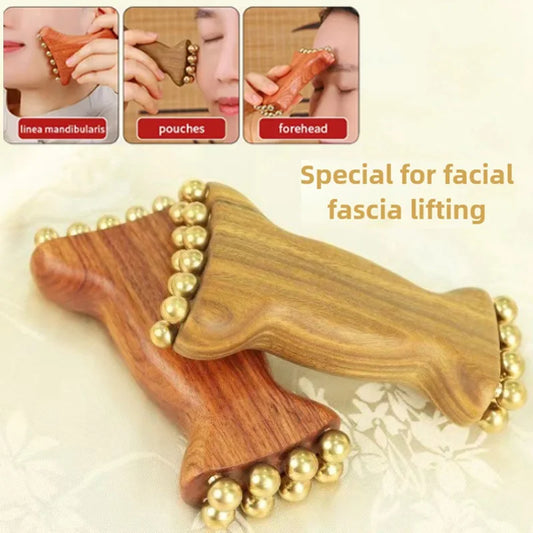 Facial Gua Sha Roller Bead Fascia Lifting Tool Cheek Beauty Massage Lymphatic Drainage Massager Trigger Point Massage Roller