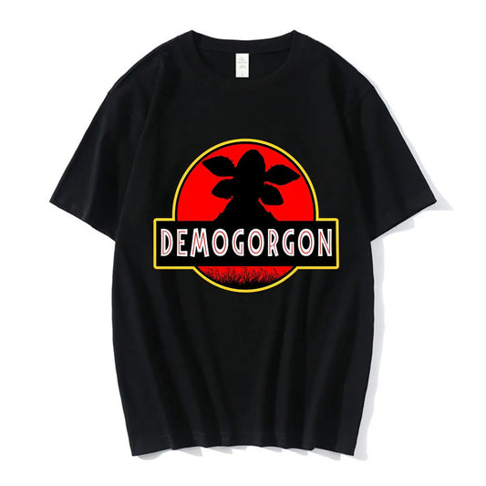 Demogorgon Man Eating Flower Pattern T-shirt Summer Men's Women's Clothing Cotton Casual Fashion Retro T-shirt Street Wear Y2K