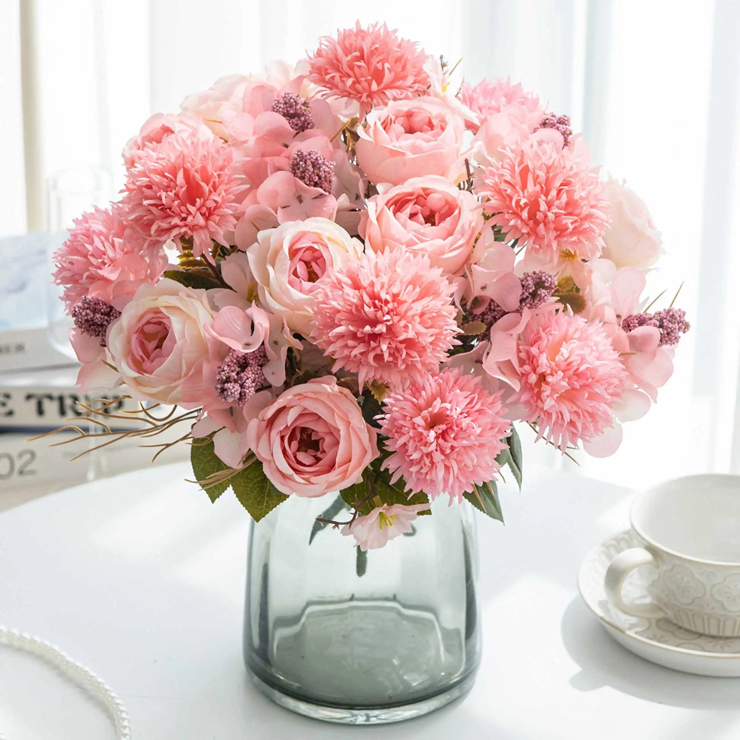 Artificial Flowers Rose Festival Home Decoration Wedding Bridal Bouquet Dried Flowers Birthday Gift Accessories Fake Flowers Ou