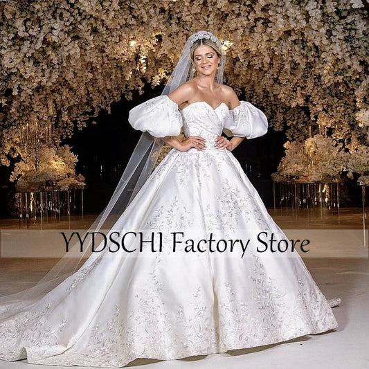 Customized Luxury Wedding Dress 2025 Bride Dresses Vestidos De Novia Muslim Applique Classic Ball Gown Sweetheart Women Dresses