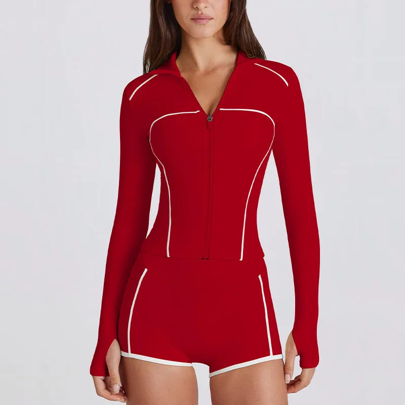 New quick-drying yoga clothes long-sleeved sports fashion bodybuilding slim top zipper sunscreen clothes breathable jacket