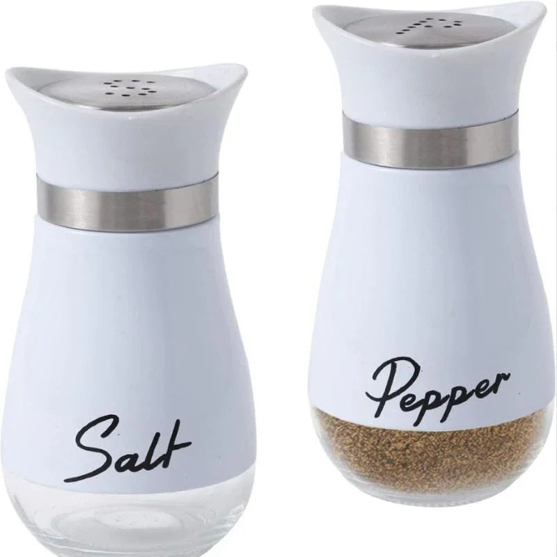 2pcs Seasoning Shaker Glass Bottles Spices Storage Barbecue Condiment Jar Salt Pepper Boxes For Kitchen Gadget Tools Organizer
