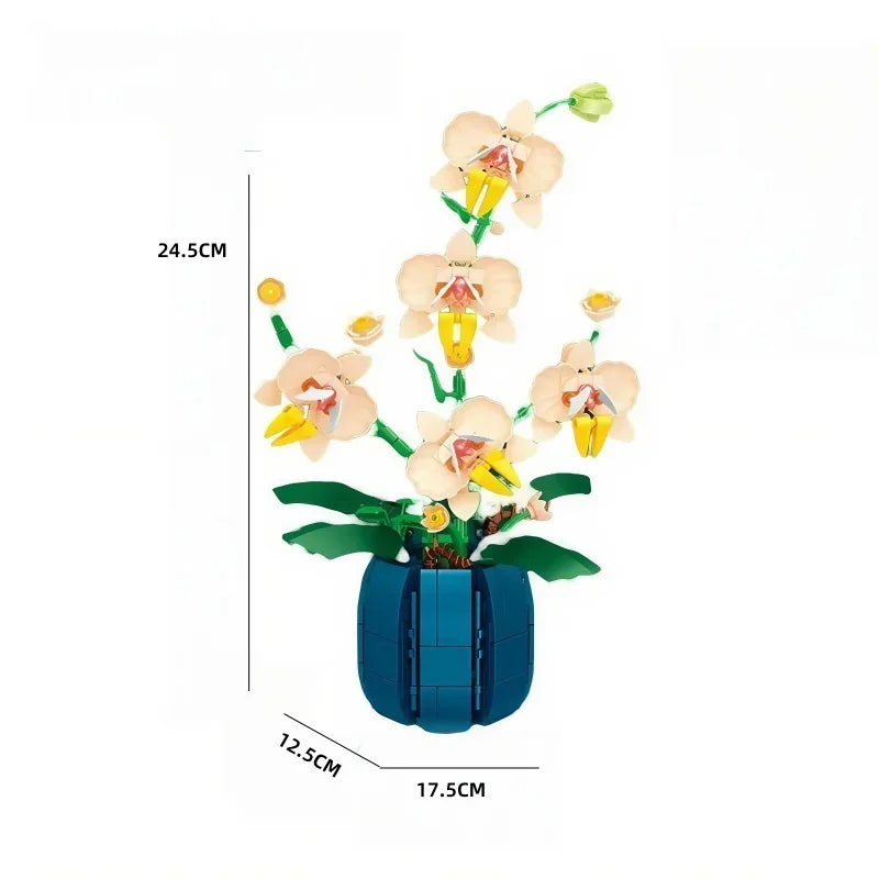 KNEW BUILT Creative 3D Epiphyllum Potted Building Block Toy-Uplift Mood with Love,Ideal Holiday Gift For Girl,Decorate Your Home