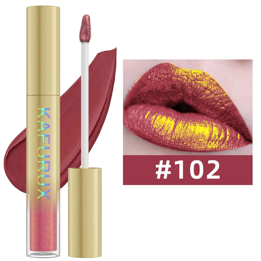 14 Colors Bold Intense Glitter Metallic Lip Gloss Pearlescent Lip Tint,Long Lasting Liquid Lipstick Makeup Gifts for Women Red