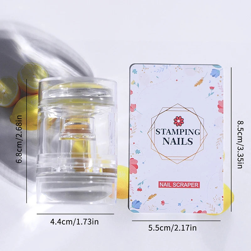 Nail Stamper Scraper With Cap Set Nail Templates Stamp For Stamping Polish Printing Manicure Nail Art Stamp Tool Jelly Silicone