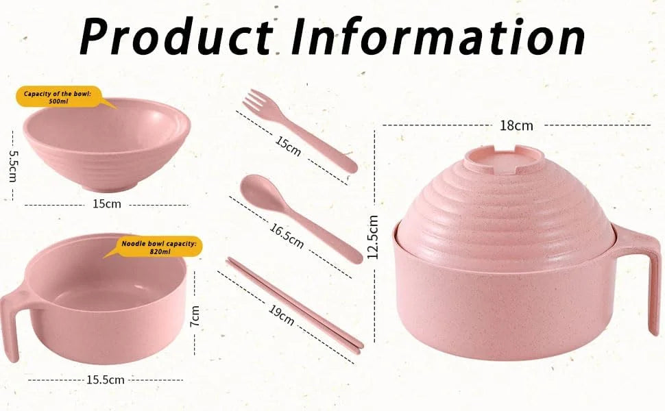 Ramen Bowl Set Ramen Noodles Bowl With Chopsticks Ramen Bowl Microwavable Cooker Bowl with Lid
