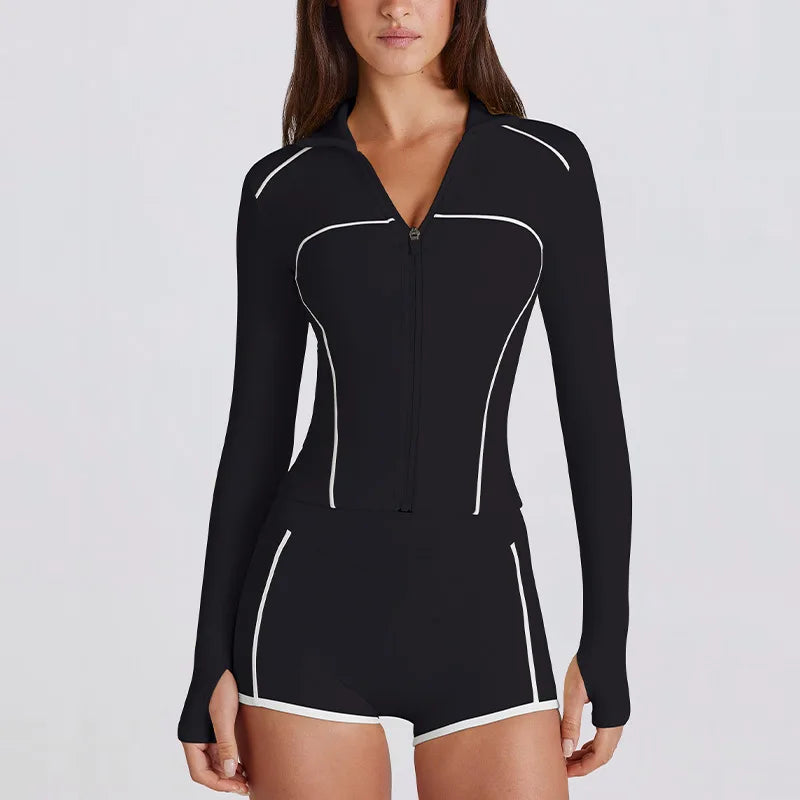 New quick-drying yoga clothes long-sleeved sports fashion bodybuilding slim top zipper sunscreen clothes breathable jacket