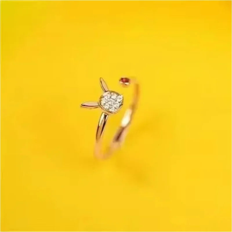 New Pokemon anime peripherals Dratini Gengar 925 silver ring fashionable cartoon accessories niche Christmas gifts for couples