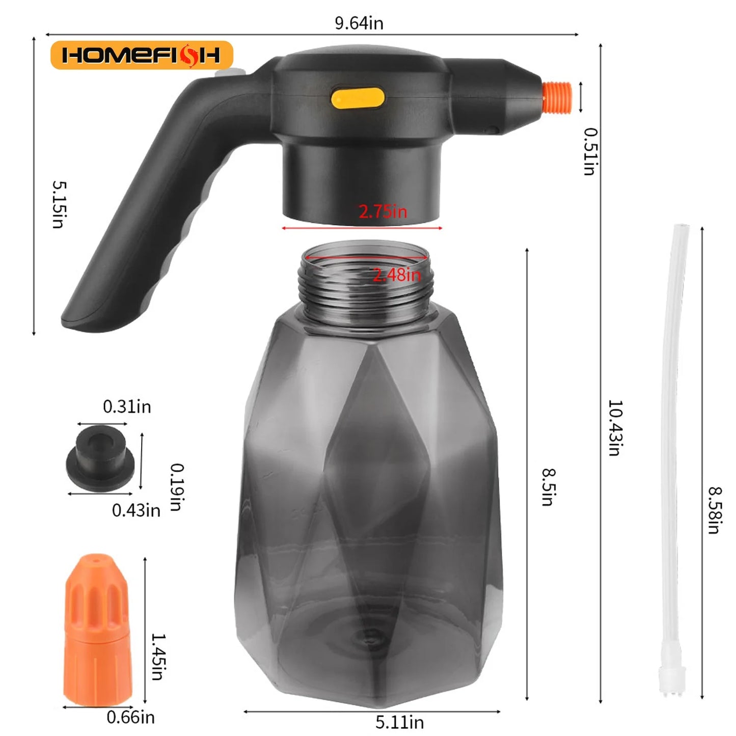 2L Rechargeable Electric Handheld Sprinkler Atomizing Watering Can Water Sprayer for Garden Plants