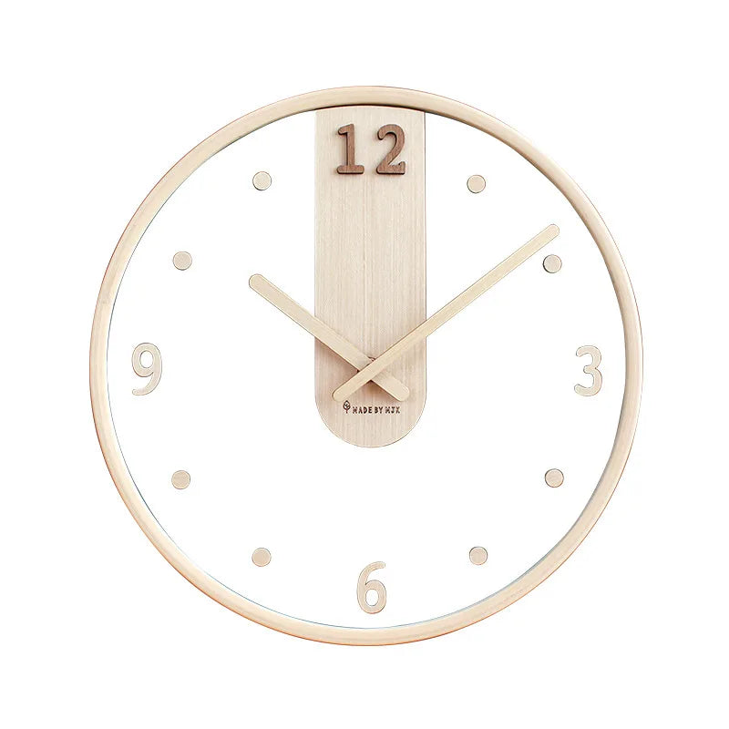 Modern Transparent Glass Wall Clock 3D Digital Minimalist Silent Wooden Clocks Living Room wall decoration items 12inchs Watch