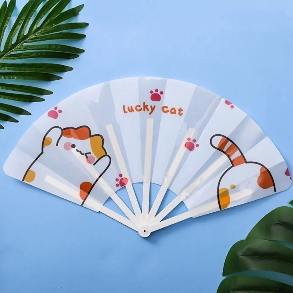 Gifts Folding 7-fold Fan Cute Cartoon PP Hand Held Fan Home Decoration Plastic Cartoon Folding Fan