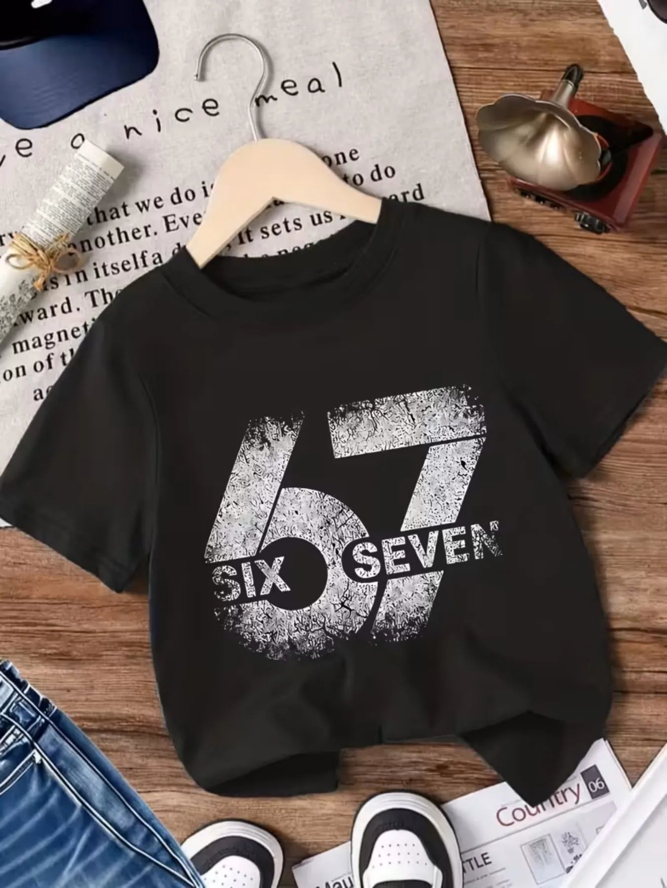 67 Meme T-Shirt for Kids Funny Digital Print Summer Short Sleeve Tee Loose Comfortable Tops Streetwear Fashion Kids Clothes