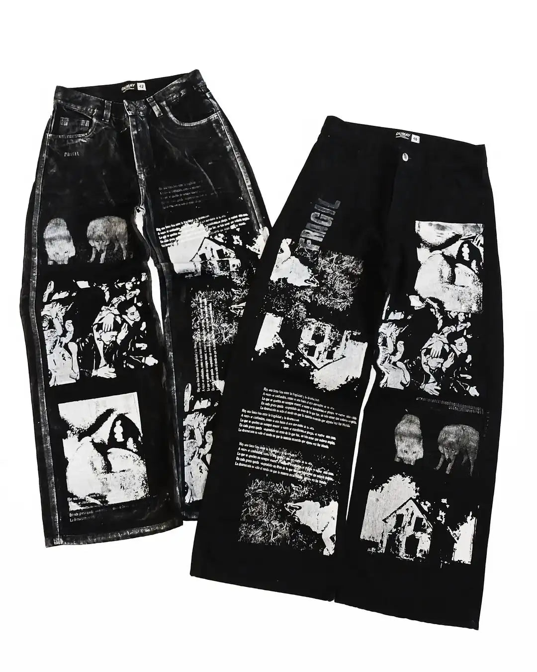 European and American hip-hop classic black straight leg loose jeans men's new Y2k high street design low waist wide leg pants