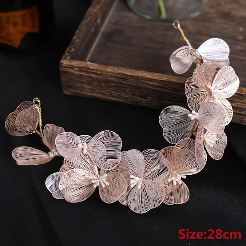 Bridal Headwear Wedding Hair Accessories Flower Headband Wedding Hair Jewelry Prom Hair Vine Gold/Silver Color Flower Tiara ML