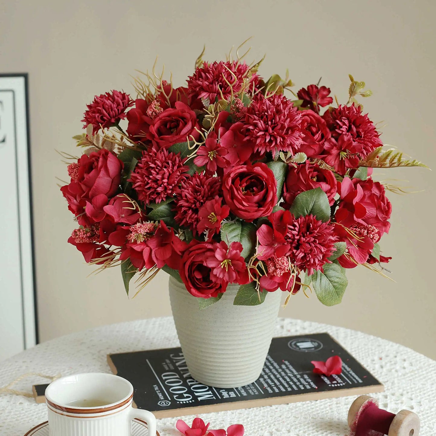 Artificial Flowers Rose Festival Home Decoration Wedding Bridal Bouquet Dried Flowers Birthday Gift Accessories Fake Flowers Ou