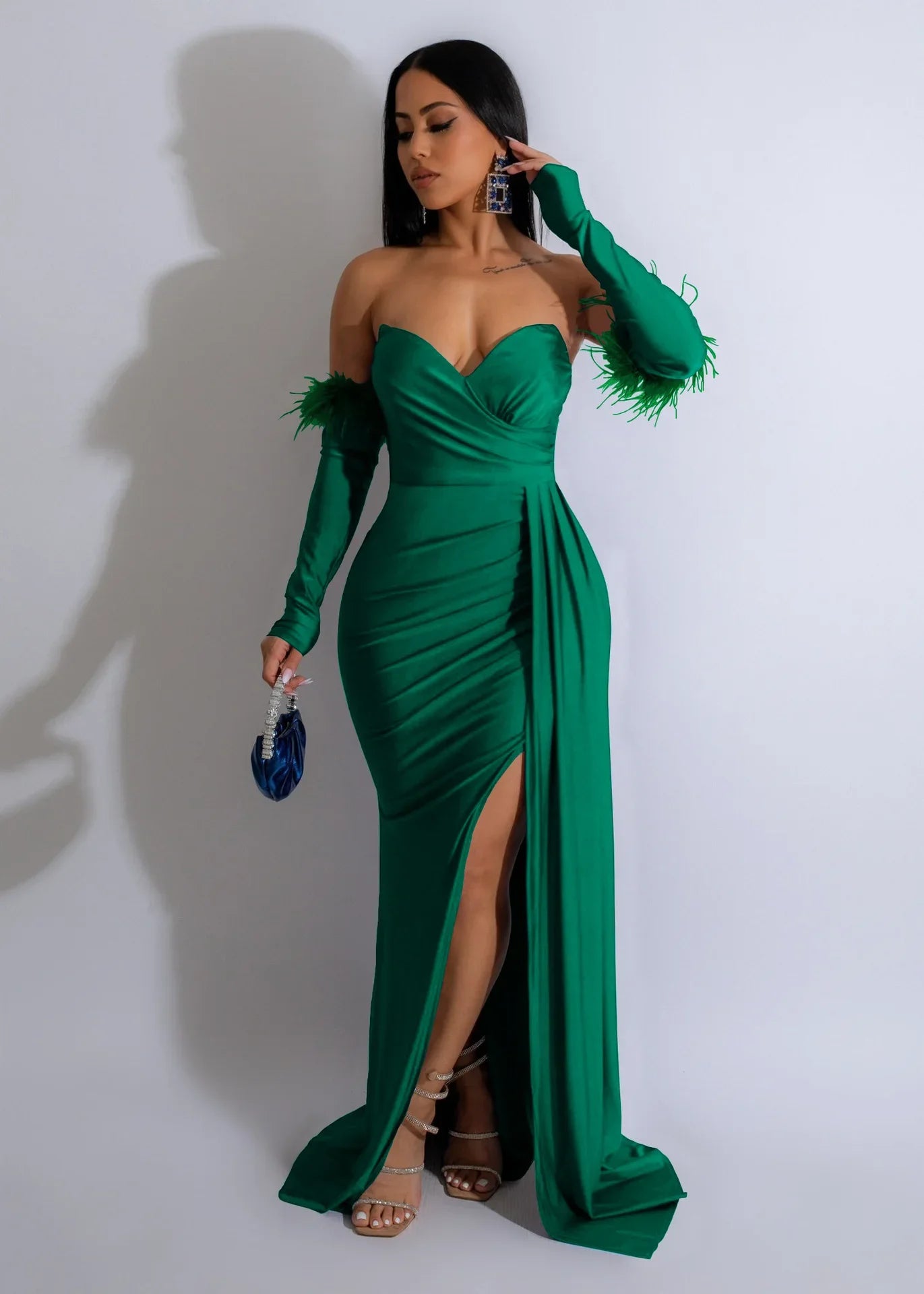 Elegant Birthday Evening Night Dresses for Women Wedding Gown Long Christmas Maxi Bodycon Prom Party Dress with Sleeve