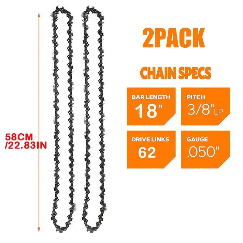 18inch Chainsaw Chain 3/8"LP Pitch 0.050" Gauge 62DL Replacement Fit for Craftsman Poulan, Kobalt, Echo, Greenworks and More