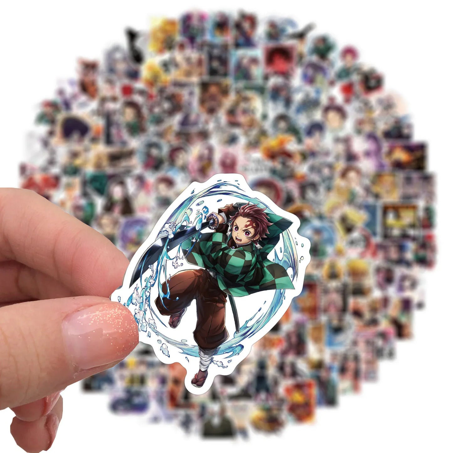 100/200pcs Cartoon Anime Demon Slayer Stickers for Laptop Suitcase Skateboard Guitar Phone Cartoon Sticker Kid Gift Toys
