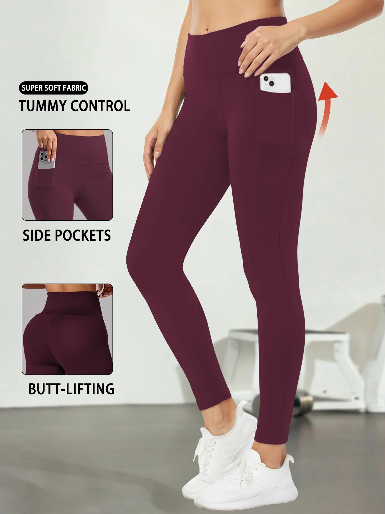 Women's Super Soft Leggings with Pockets, High Waisted Tummy Control for Yoga Workout and Casual Lounge Wear Comfort
