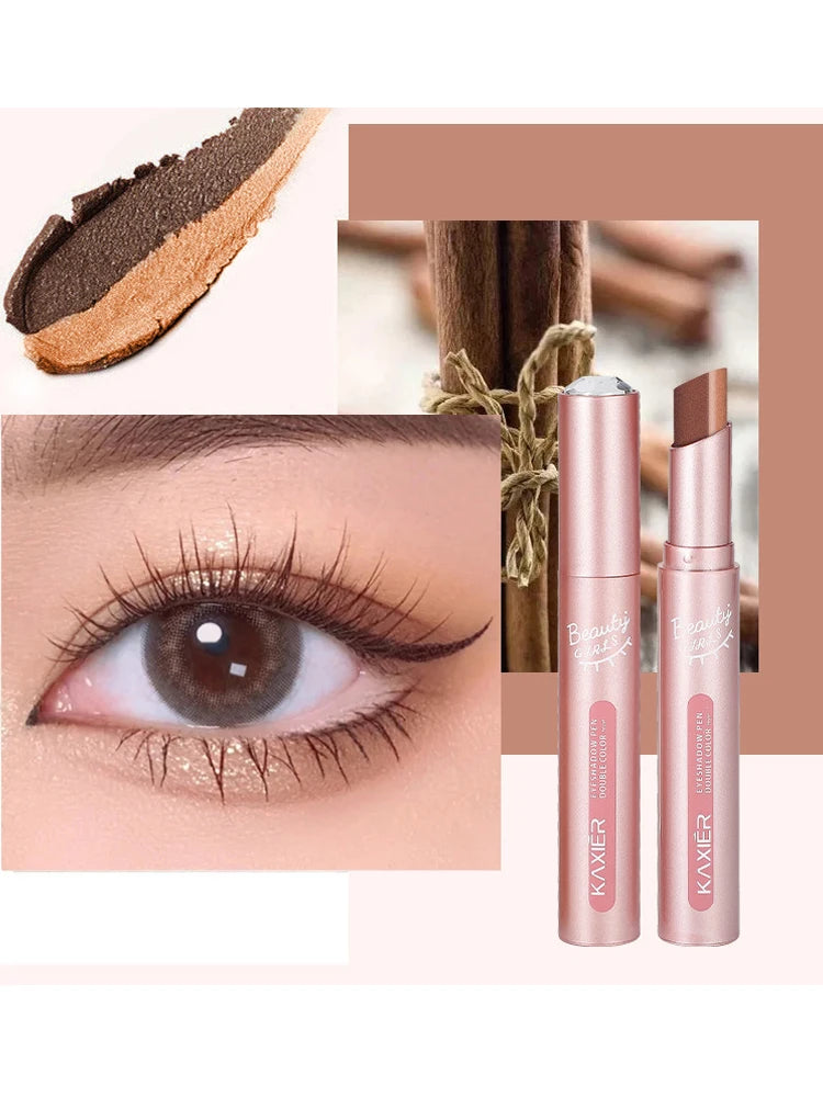 Gradient two-color eye shadow pen waterproof, sweat proof, not easy to smudge, pearlescent, fine shiny, lazy eye shadow s