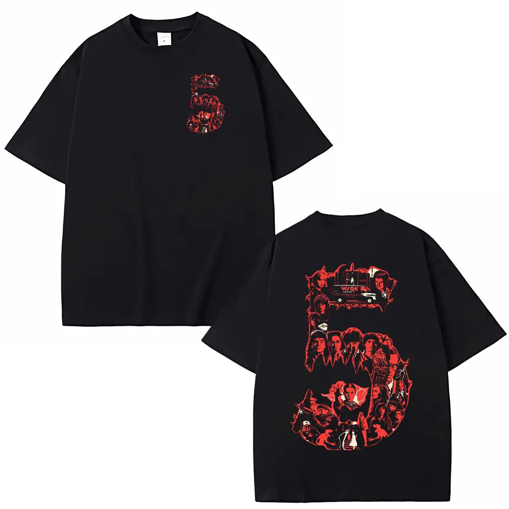 American TV Series Season 5 Eddie Munson The Demogorgon T-shirt  Men Women Clothing Cotton Casual Short Sleeves T-shirts Tops