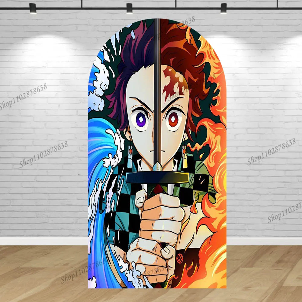 Demon Slayers Arch Back drop Covers Boy Kid Party Birthday Background Wall Decor Kamado Tanjirou Baby Shower Polyester Banner