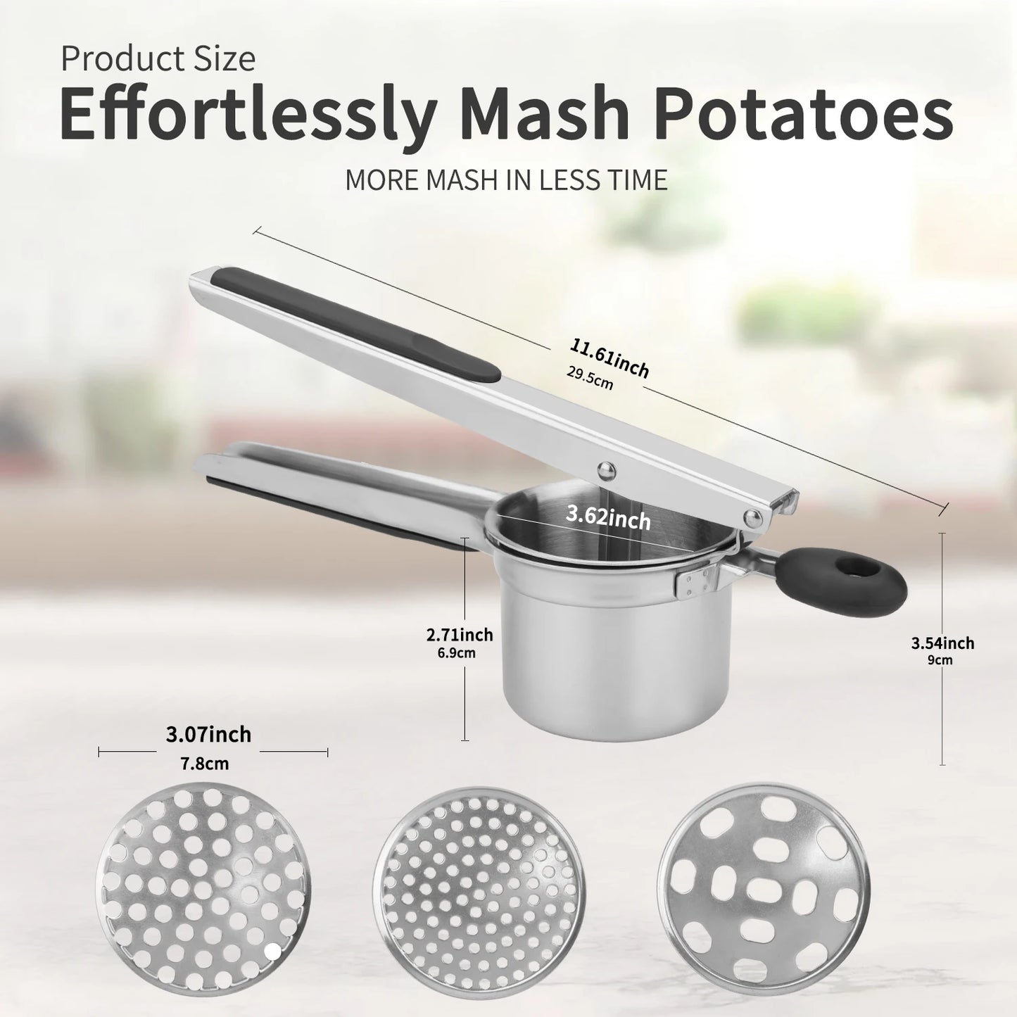 1PC stainless steel potato ricer with silicone handle and replaceable chassis potato mashers presses mashing mashed potatoes