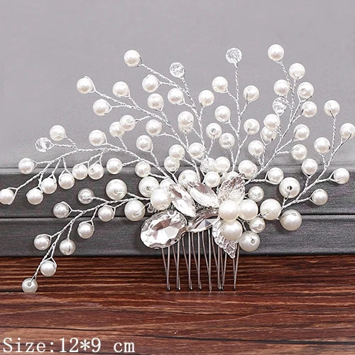Wedding Hair Combs Bridal Hair Accessories For Women Hair Jewelry Silver Color Pearl Rhinestone Head Jewelry Women Accessories
