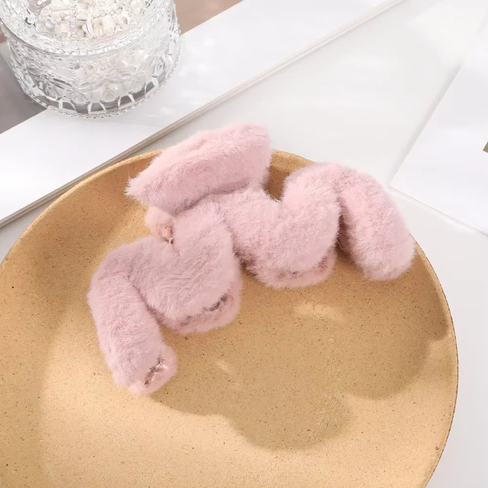 14cm Large Hair Claw Fashion Plush Big Crab Hair Clip For Women Back Clip For Thick Hair Cute Plush Ponytail Hair Accessories