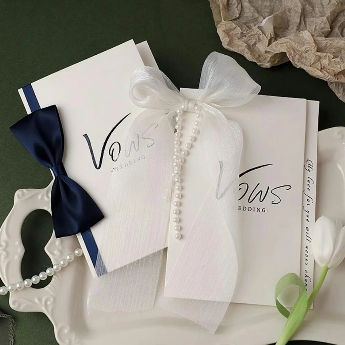Wedding Vow Book Set, Minimalist Design for Couple, Green & White, Wedding Keepsake with Vows & Declarations, Bestseller