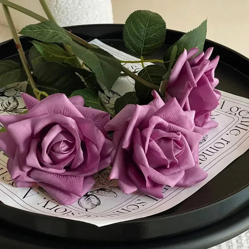 5Pcs/lot High-end Autumn Artificial Rose Real Touch Flowers Wedding Decor Bridal Bouquet Party Floral Moisturizing Rose Flowers