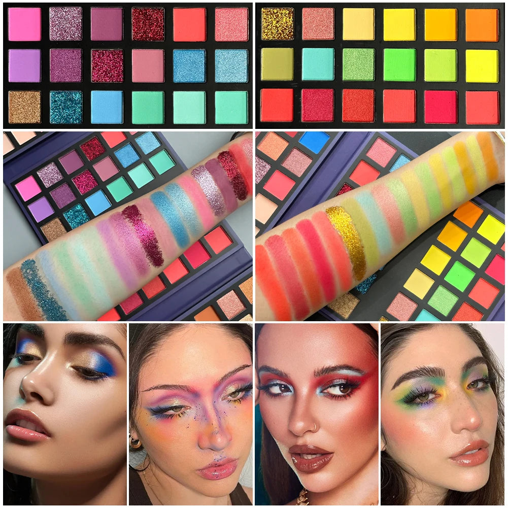 72 Colors Glitter Eyeshadow Palette Matte Waterproof Long Lasting Pressed Powder Cosmetics Kit Fashion Women Eye MakeUp Pallet