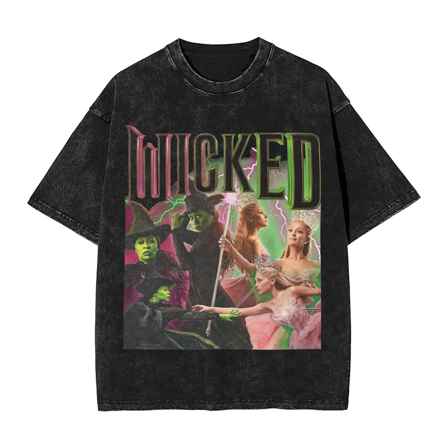 Wicked The Musical Glinda Elphaba For Good T Shirt Washed Short Sleeve T-Shirt Vintage Men Women Streetwear Graphic Printed Tees