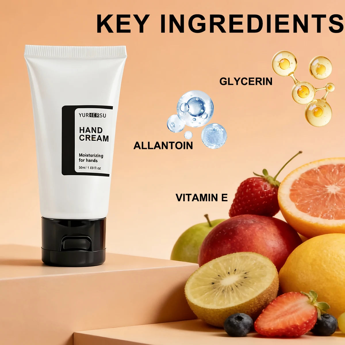 Hand Cream for Dry Cracked Hands - Intensive Moisturizing, Non Greasy Fast Absorbing, Shea Butter, Repair, 24H Care, 50ml
