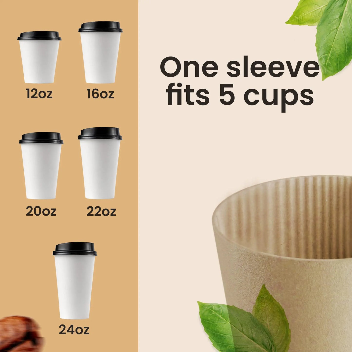 50/100pcs Kraft Corrugated Paper Cup Sleeves Brown Coffee Cup Sleeves Heat Insulation Cardboard Holder Disposable Cup Cover
