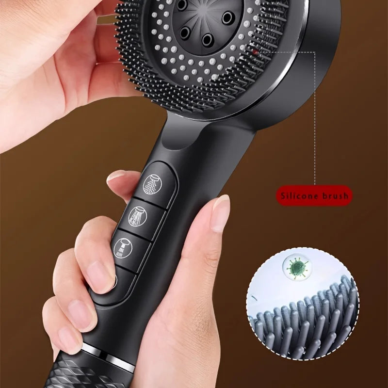 4 Modes Pressurized Shower Head Thickened ABS Handheld Filter Showerhead with Silicone Brush One-Key Stop Water Shower Nozzle