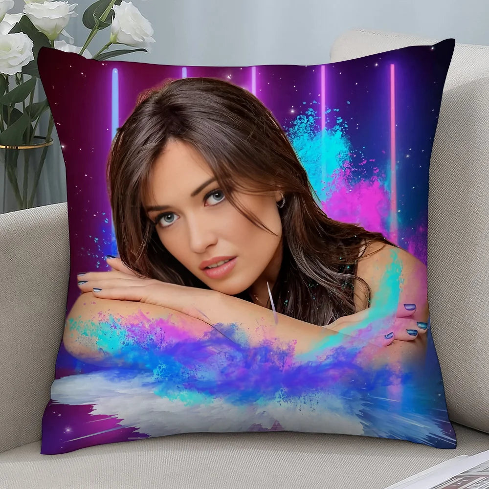 E-Elsa EsnoultS Actor Pillow Case 3D Print Polyester Fiber 45*45 cm Home Sofa Throw Pillow Cover Decoration Festival Gift