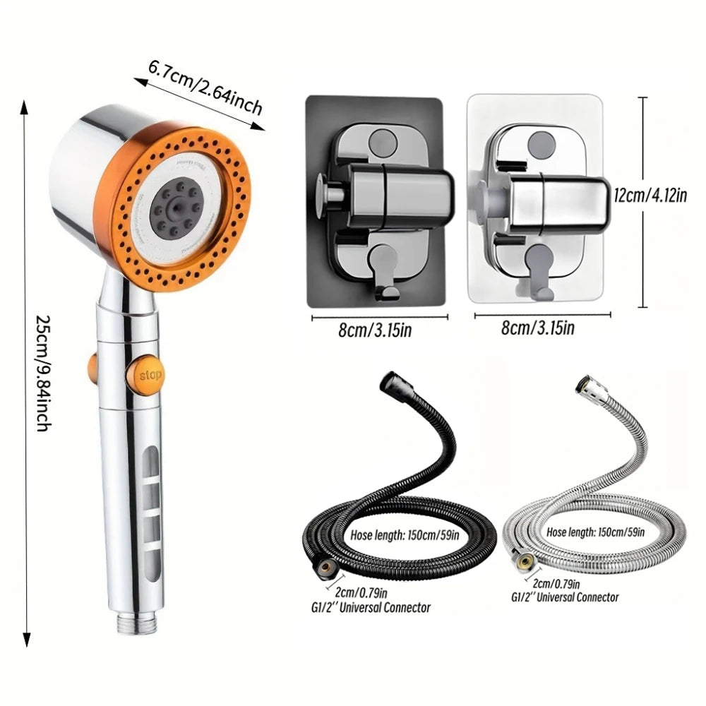 5 Modes Bathroom Shower Head Portable High Pressure Powerful Rain ShowerHead Explosion-proof and Drop-proof Universal Shower Set