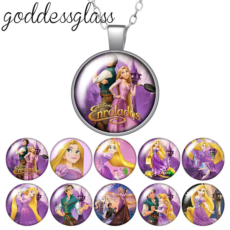 Enrolados Tangel Princess Rapunzel Round Photo Glass cabochon silver plated/Bronze/Crystal pendant necklace jewelry