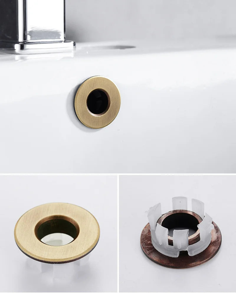 Six-foot Ring Insert Replacement Overflow Cover Black Silver Gold Vintage Bronze Brass Bathroom Basin Faucet Sink