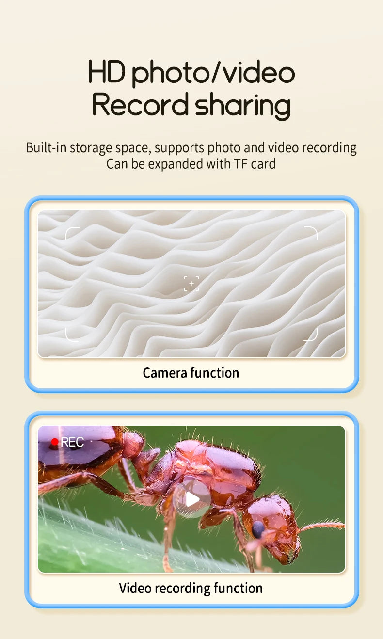 1000x Digital Microscope For Kids 2-Inch IPS Screen 2MP Optical Lens With Camera And Video Function for Christmas Birthday Gift