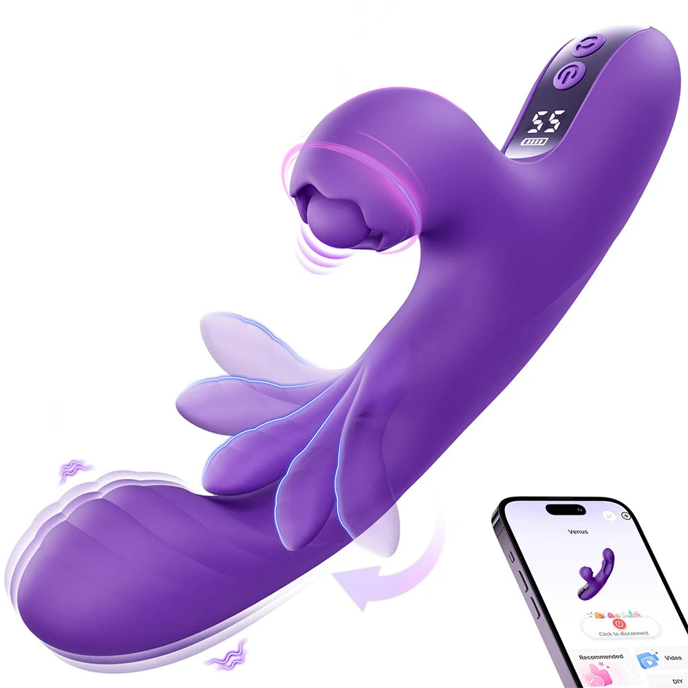 Women's Vibrating Massager G Spot & Clitoral Stimulator 3 in 1 with 5 Function Modes Couples' Intimate Toy Features LCD Display