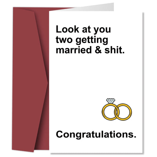 1Set Funny Marriage Congratulations Card For Newly Wed Couple,Hilarious Engagement Cards For Friends Personalized Wedding Cards
