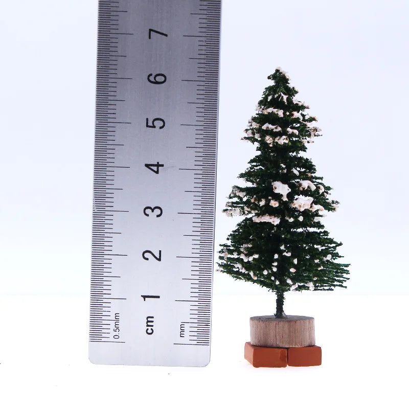 1Pcs "Merry Chrismas" Sisal  Simulation Christmas Tree Miniature Scene  Snowflakes Little Pine Needle Tree Dollhouse Decor